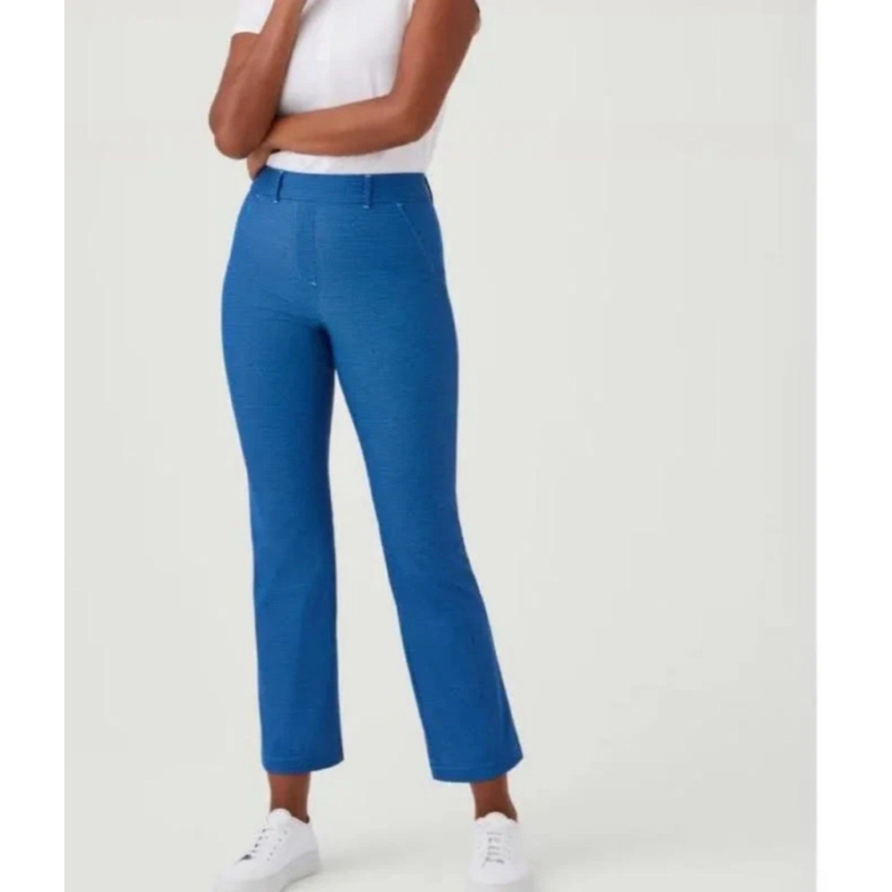 SPANX GeoScape Blue SUNSHINE Pull On Stretch Kick Flare Pants XL Hi-Rise